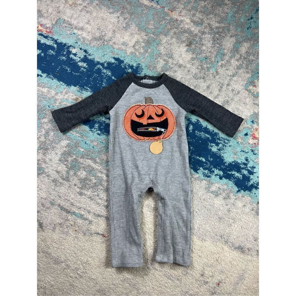 Nwt Mudpie Infants Pumpkin Waffle Romper 3/6m